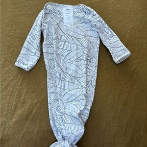 aden + anais Gray Leaf Print Baby Gown